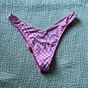 Frankies Bikinis Enzo Cheeky Bikini Bottom Pink Morrison V-Silhouette Plaid S